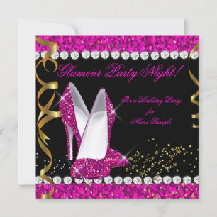 Invitación Zapatos de noche de fiesta glamurosos rosa con bri