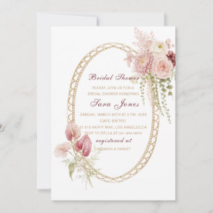 Invitación Zapatos de novia de flores rosadas burgundy con ac
