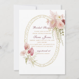 Invitación Zapatos de novia de flores rosadas burgundy de acu