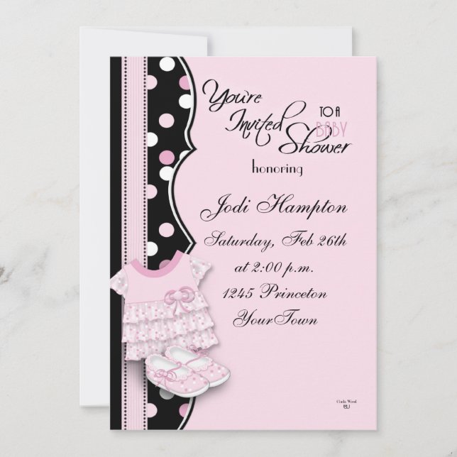 Invitación Zapatos de princesa rosa (Anverso)