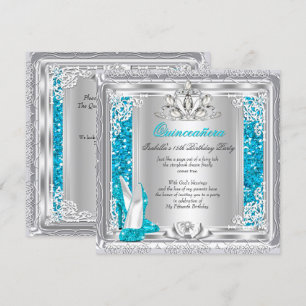 Invitación Zapatos de purpurina turquesa para cumpleaños de q
