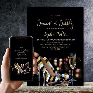 Invitación Zapatos de tacón alto a rayas elegantes Brunch y b