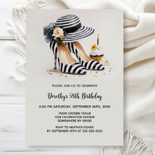 Invitación Zapatos de tacón alto a rayas Fiesta de Cumpleaños