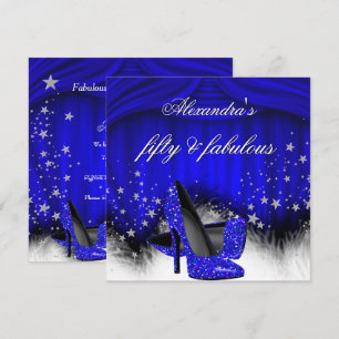Invitación Zapatos de tacón alto azul real fabulosos 50 Cumpl