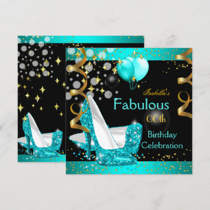 Invitación Zapatos de tacón alto azul turquesa fabulosos Fies