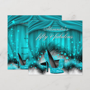Invitación Zapatos de tacón alto azul turquesa fabulosos para