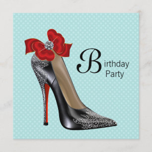 Invitación Zapatos de tacón alto azul turquesa rojo negro Fie