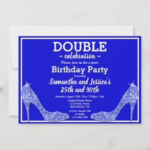 Invitación Zapatos de tacón alto azules brillantes con purpur