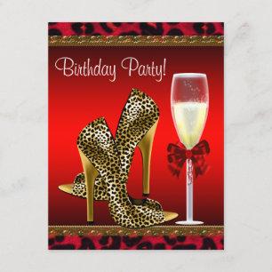 Invitación Zapatos de tacón alto Chic Cocktail Cumpleaños Leo