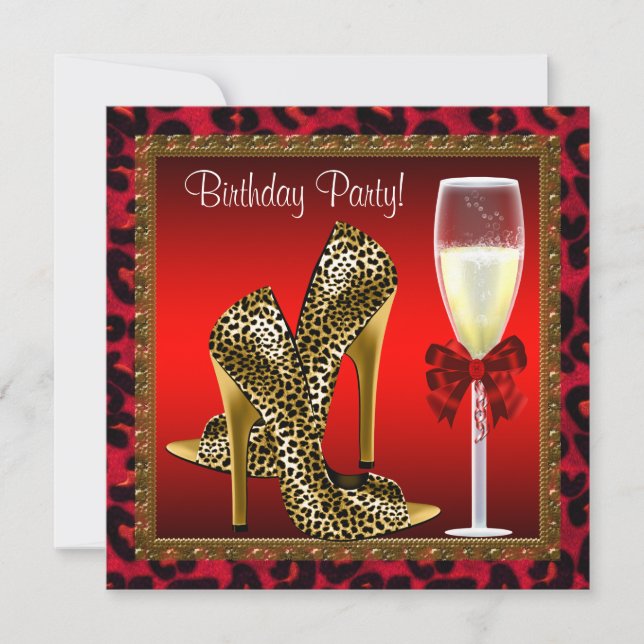 Invitación Zapatos de tacón alto Chic Cocktail Cumpleaños Leo (Anverso)