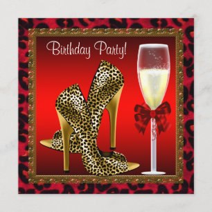 Invitación Zapatos de tacón alto Chic Cocktail Cumpleaños Leo