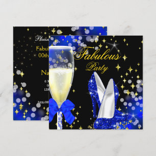 Invitación Zapatos de tacón alto con brillo azul real fabulos