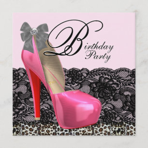 Invitación Zapatos de tacón alto con estampado de leopardo ro