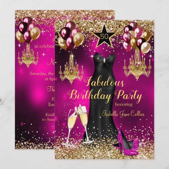 Invitación Zapatos de tacón alto con estrella de celebración  (Anverso / Reverso)