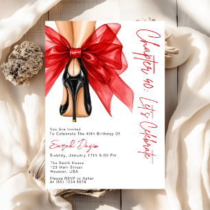 Invitación Zapatos de tacón alto con lazo rojo Cumpleaños núm