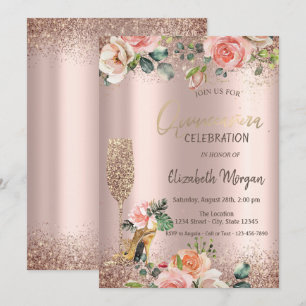 Invitación Zapatos de tacón alto con purpurina, Quinceañera d