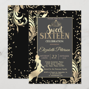 Invitación Zapatos de tacón alto con tiara de oro diamantes n