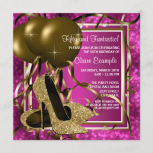 Invitación Zapatos de tacón alto Cumpleaños de mujer Rosa cal