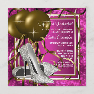 Invitación Zapatos de tacón alto Cumpleaños de mujer Rosa cal