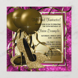 Invitación Zapatos de tacón alto Cumpleaños de mujer Rosa cal