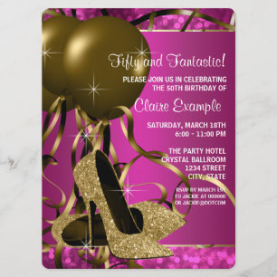 Invitación Zapatos de tacón alto Cumpleaños de mujer Rosa cal