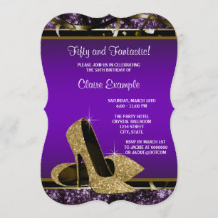 Invitación Zapatos de tacón alto de cumpleaños de mujer morad
