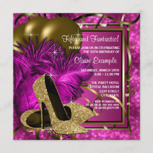 Invitación Zapatos de tacón alto de cumpleaños de mujer rosa