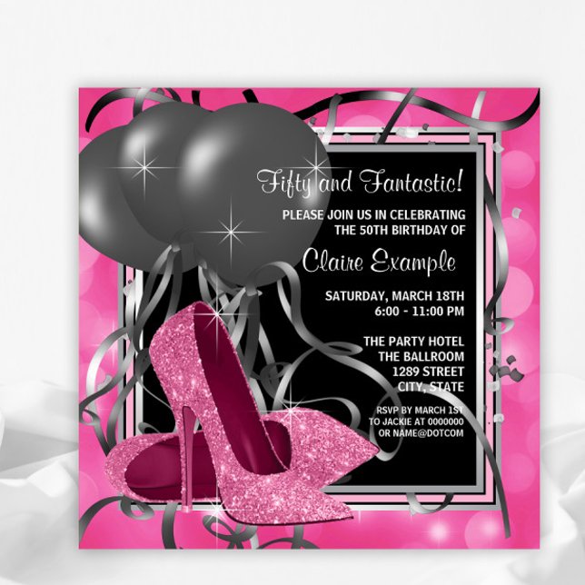 Invitación Zapatos de tacón alto de cumpleaños elegantes de c (You can change all of the text as needed for your event. This is an any occasion invitation.)