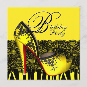 Invitación Zapatos de tacón alto de encaje negro Fiesta de cu