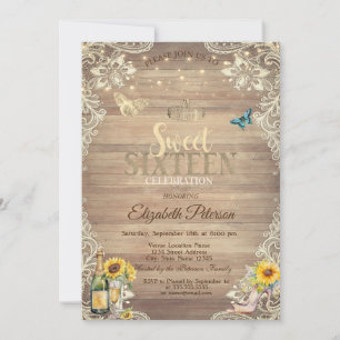 Invitación Zapatos de tacón alto de girasoles de encaje Dulce