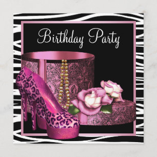 Invitación Zapatos de tacón alto de leopardo rosa fiesta de c