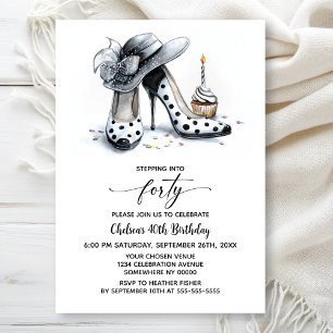 Invitación Zapatos de tacón alto de lunares Cumpleaños 40