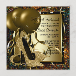 Invitación Zapatos de tacón alto de oro negro para mujer, fie