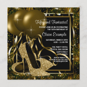 Invitación Zapatos de tacón alto de oro negro para mujeres en
