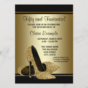 Invitación Zapatos de tacón alto de oro negro para mujeres en