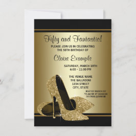 Invitación Zapatos de tacón alto de oro negro para mujeres en