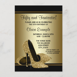 Invitación Zapatos de tacón alto de oro negro para mujeres en