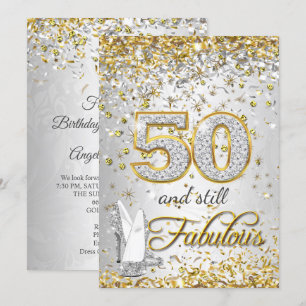 Invitación Zapatos de tacón alto de oro plateado Fabulosos 50