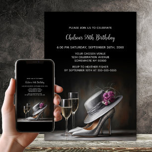 Invitación Zapatos de tacón alto de plata Cumpleaños