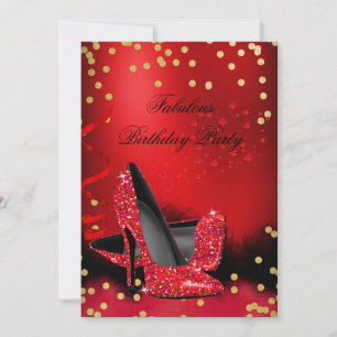 Invitación Zapatos de tacón alto de purpurina rojos para fies