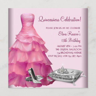 Invitación Zapatos de tacón alto de vestido de baile rosa Qui