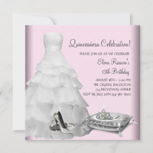 Invitación Zapatos de tacón alto de vestido de quinceañera ro