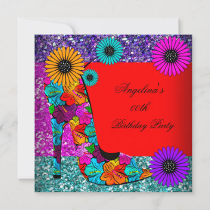 Invitación Zapatos de tacón alto divertidos flores de fiesta
