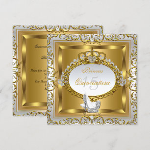 Invitación Zapatos de tacón alto dorados elegantes de élite p