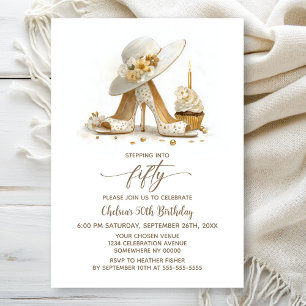 Invitación Zapatos de tacón alto elegantes para cumpleaños 50