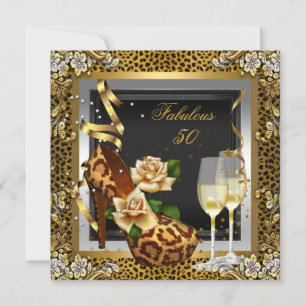 Invitación Zapatos de tacón alto fabulosos 50 oro leopardo ne