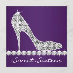 Invitación Zapatos de Tacón Alto Fiesta de Cumpleaños Purple
