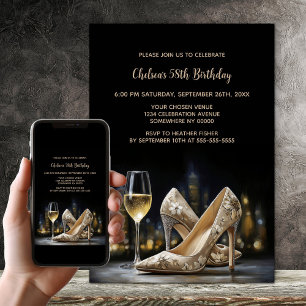 Invitación Zapatos de tacón alto florales beige Fiesta de cum