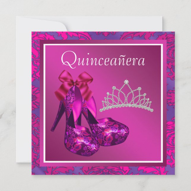 Invitación Zapatos de tacón alto Fuchsia Tiara Rosa intenso Q (Anverso)