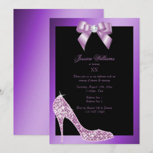 Invitación Zapatos de tacón alto Glitzy Sparkly, Cumpleaños c